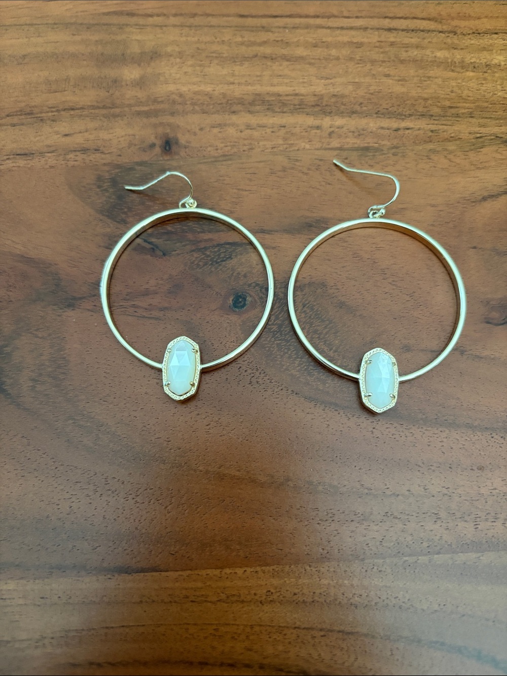 Kendra Scott Gold Hoop Earrings with White Stone